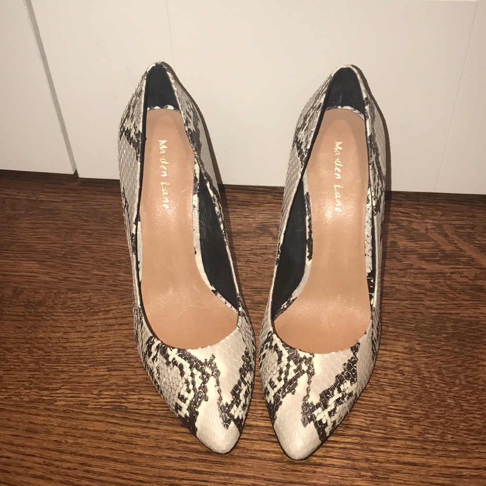 NEW Maiden Lane Snake Skin Heels